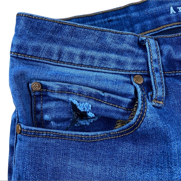 Articles Of Society Distressed Jeans Blue Black Stitch 29x25 raw hem - Picture 5 of 12